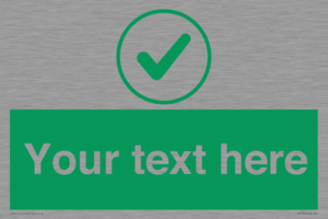 Custom green background, green tick in circle sign